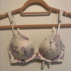 Victoria's Secret Cream and Purple Floral Bra